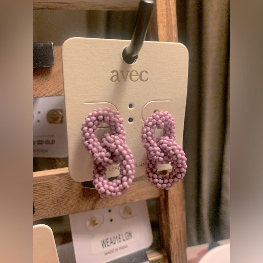 Beaded Lavender Earrings